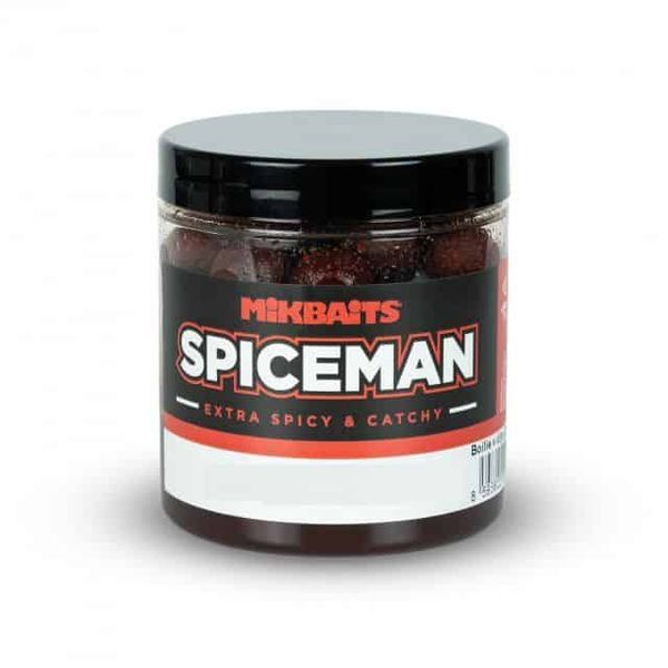 MIKBAITS Boilies v dipe 250ml Spiceman - 20mm - Pikantní švestka