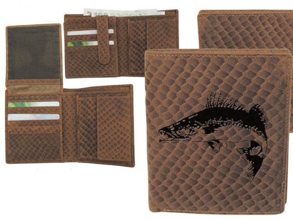 ZAMLINSKY Kožená peňaženka ZUBÁČ – výška/šupinatá hnedá koža