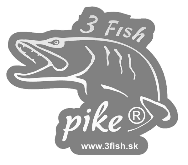 3Fish Nálepka – biela silueta ryby s logom - Šťuka