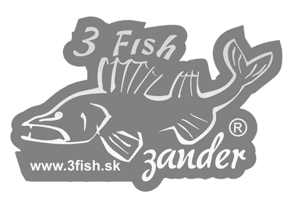3Fish Nálepka – biela silueta ryby s logom - Zubáč