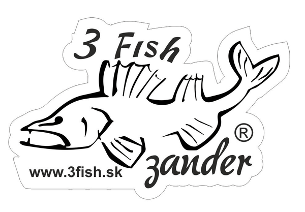 3Fish Nálepka - čierna silueta ryby s logom - Zubáč