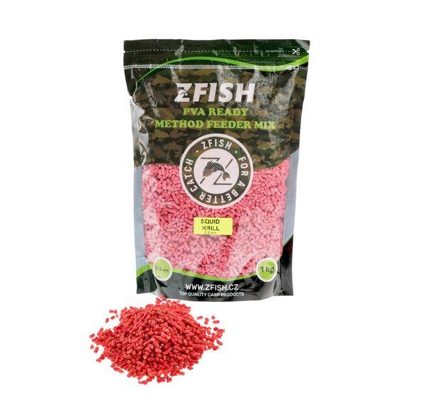 ZFISH PVA Ready&Method Feeder Mix pelety 2-3mm/1kg Squid Krill